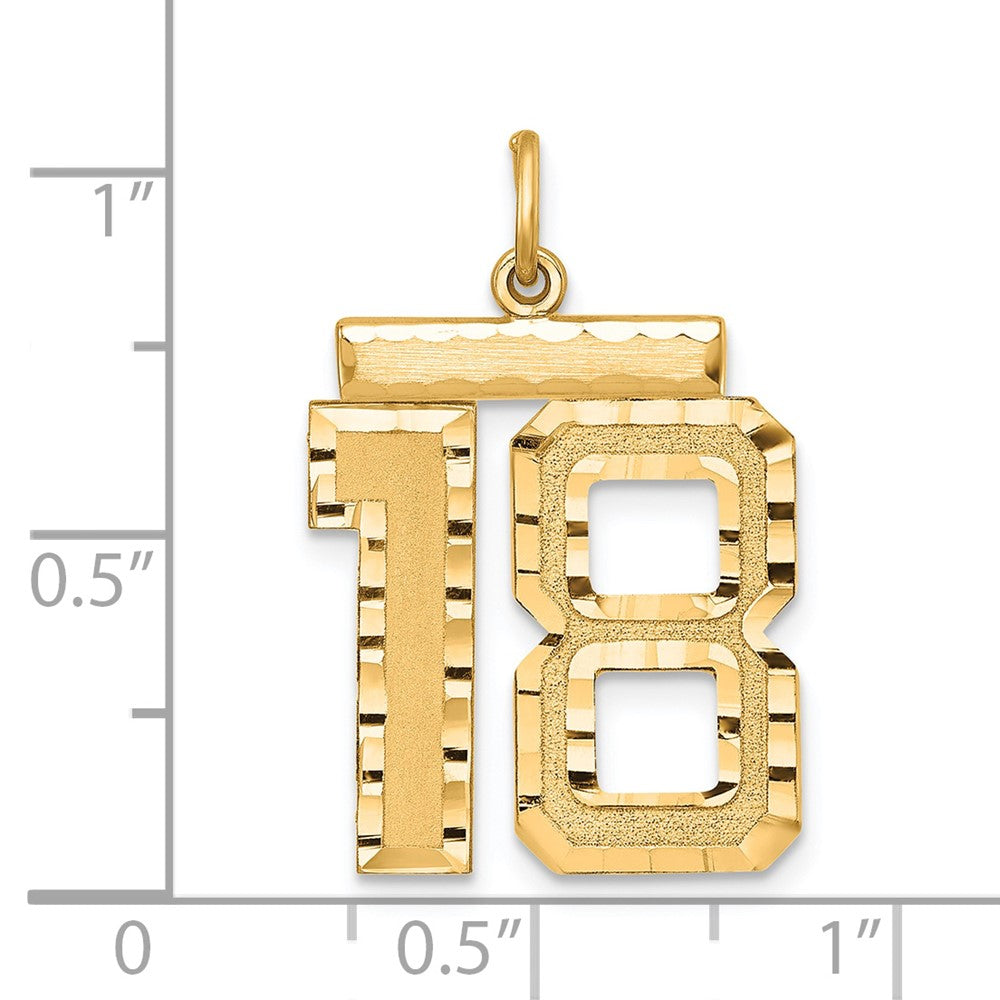 Sterling Silver Gold-plated Large Diamond-cut #18 Charm