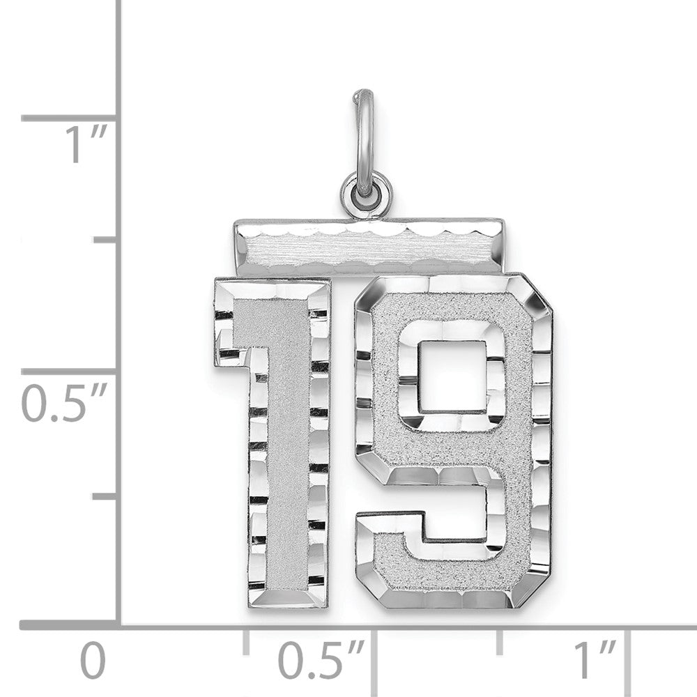 Sterling Silver Rhodium-plated Large #19 Charm