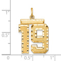 Sterling Silver Gold-plated Large Diamond-cut #19 Charm