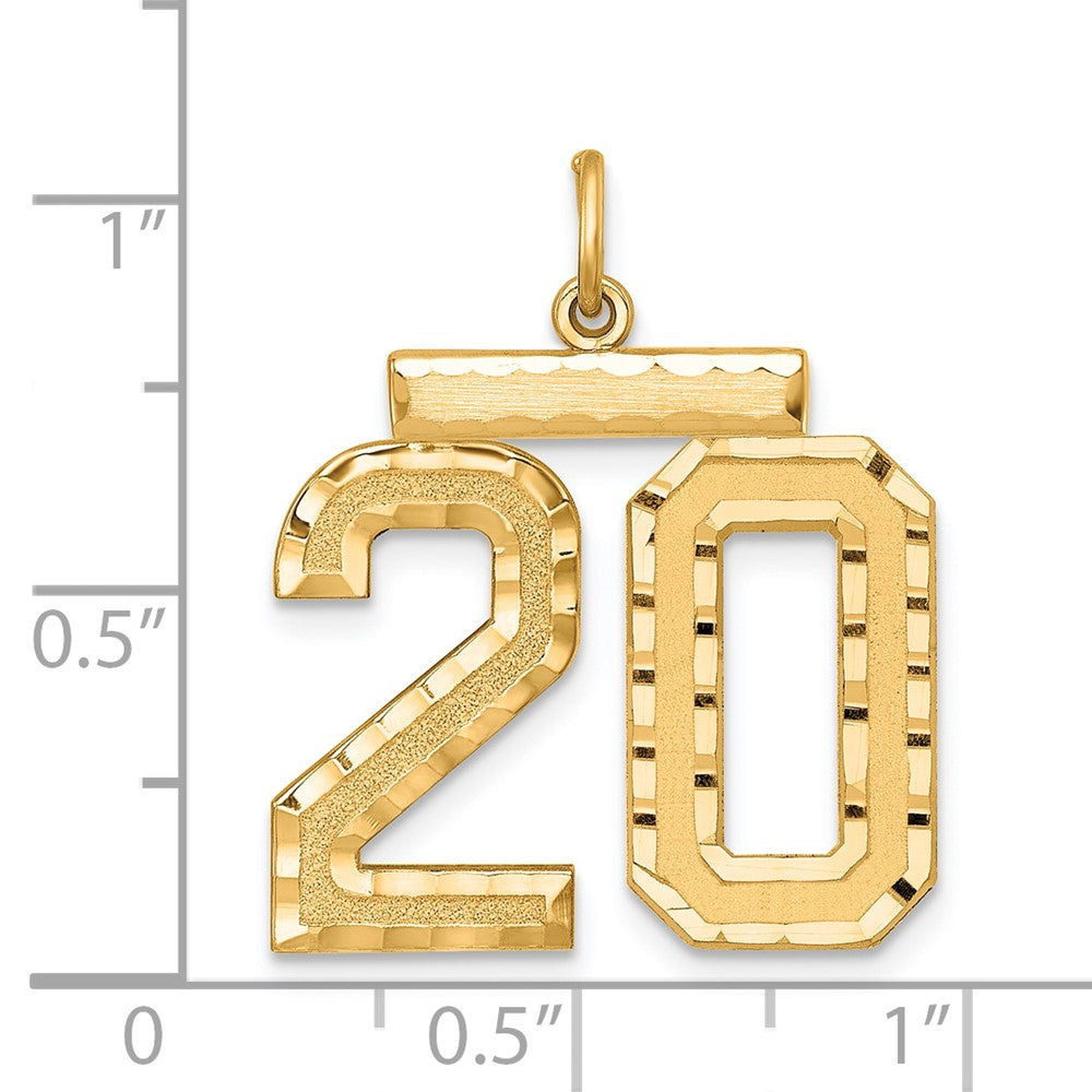 Sterling Silver Gold-plated Large Diamond-cut #20 Charm