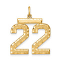 Sterling Silver Gold-plated Large Diamond-cut #22 Charm