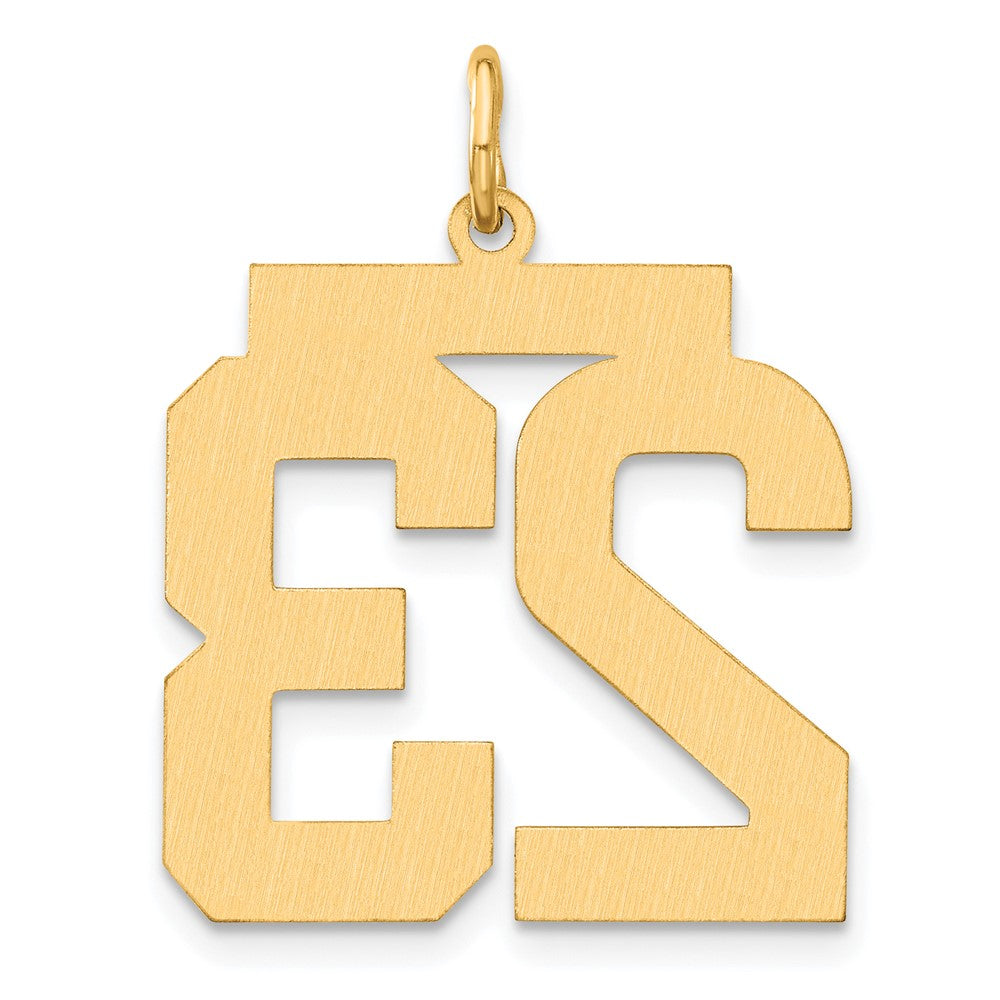 Sterling Silver Gold-plated Large Diamond-cut #23 Charm