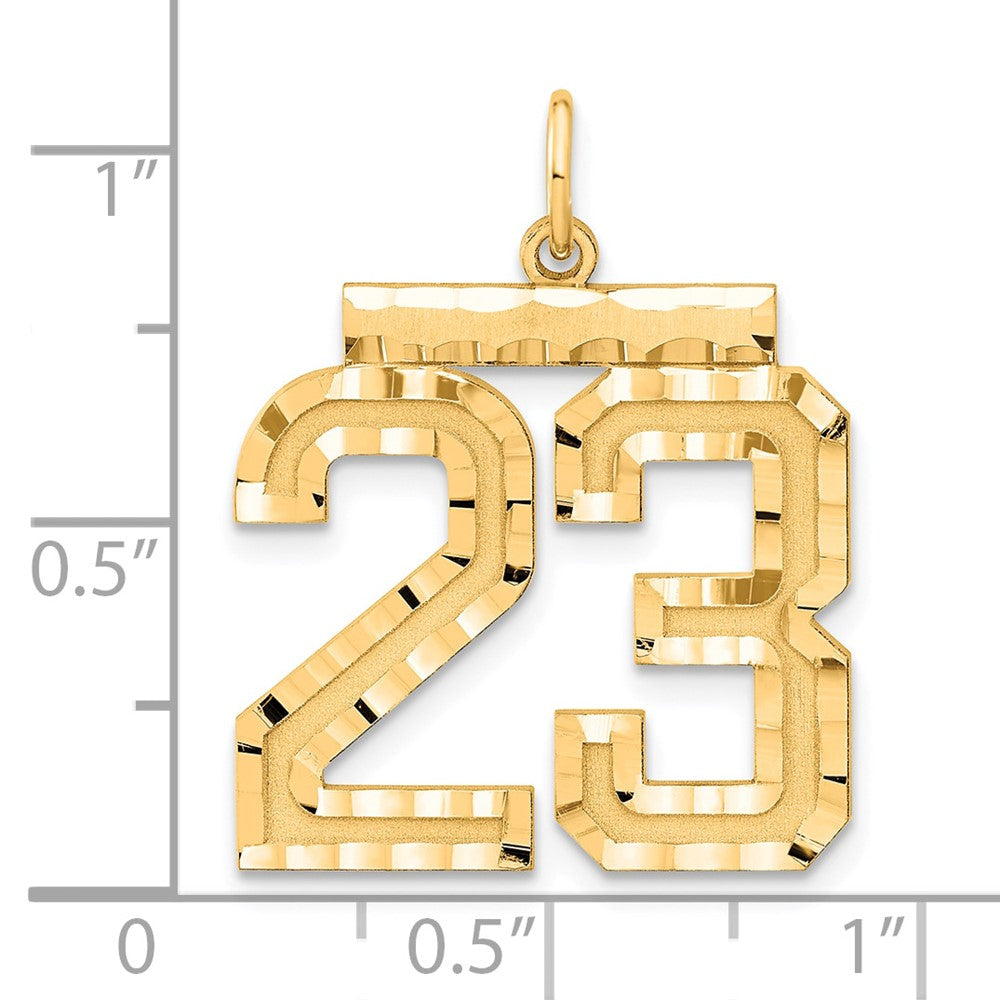 Sterling Silver Gold-plated Large Diamond-cut #23 Charm