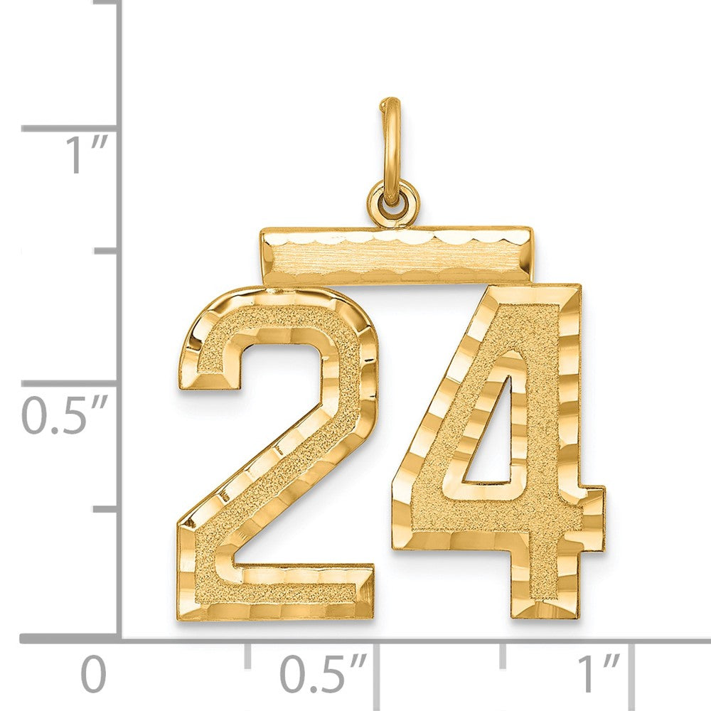 Sterling Silver Gold-plated Large Diamond-cut #24 Charm