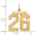 Sterling Silver Gold-plated Large Diamond-cut #26 Charm