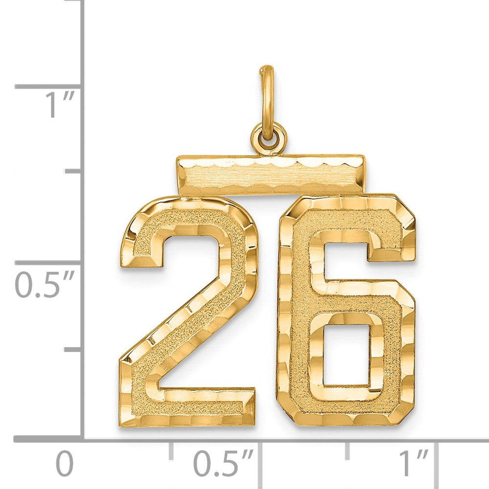 Sterling Silver Gold-plated Large Diamond-cut #26 Charm