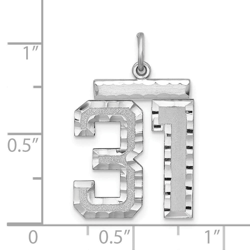 Sterling Silver Rhodium-plated Large #31 Charm