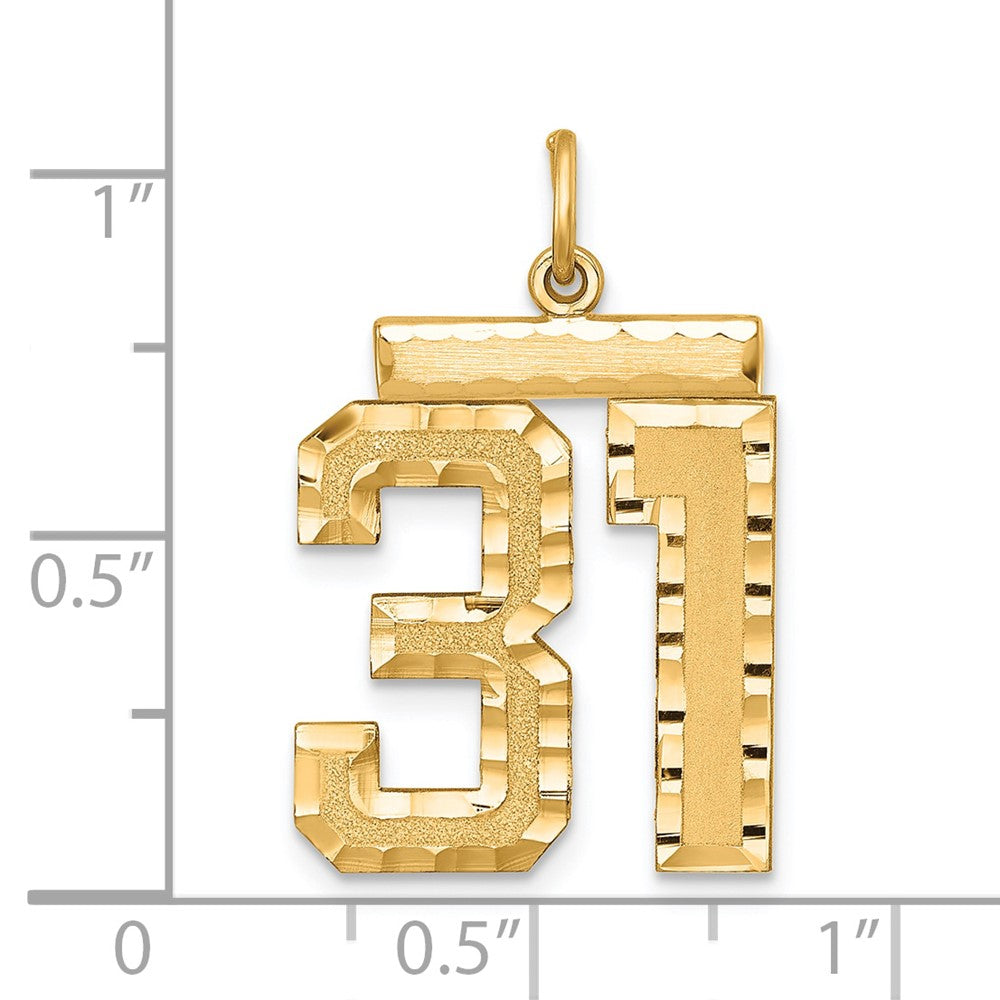 Sterling Silver Gold-plated Large Diamond-cut #31 Charm