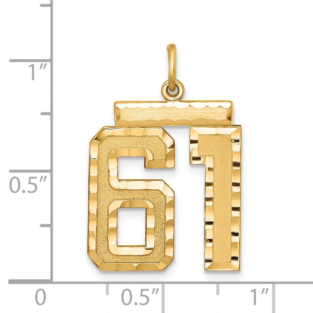 Sterling Silver Gold-plated Large Diamond-cut #61 Charm