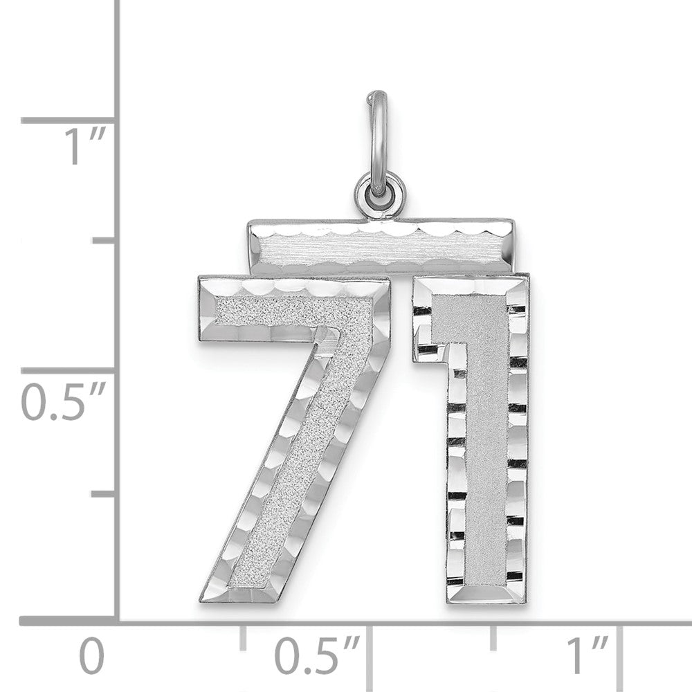 Sterling Silver Rhodium-plated Large #71 Charm