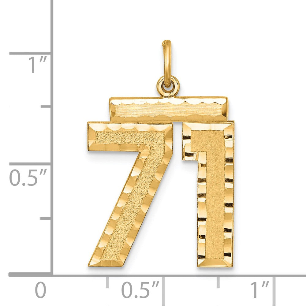 Sterling Silver Gold-plated Large Diamond-cut #71 Charm