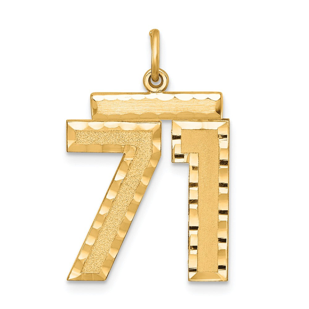 Sterling Silver Gold-plated Large Diamond-cut #71 Charm