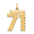 Sterling Silver Gold-plated Large Diamond-cut #71 Charm