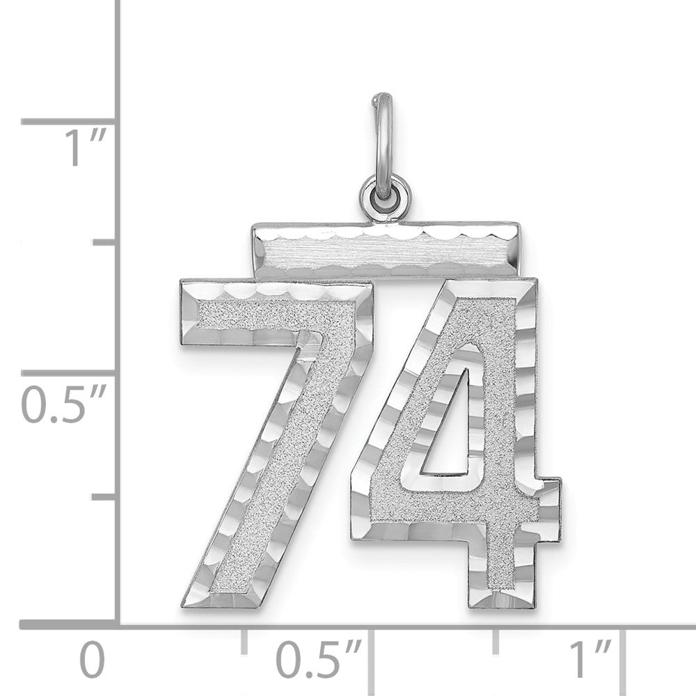 Sterling Silver Rhodium-plated Large #74 Charm