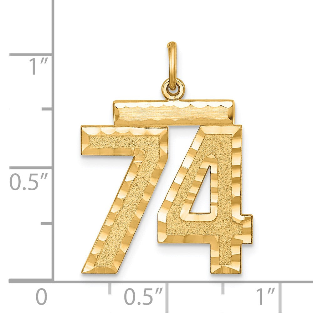 Sterling Silver Gold-plated Large Diamond-cut #74 Charm