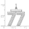 Sterling Silver Rhodium-plated Large #77 Charm