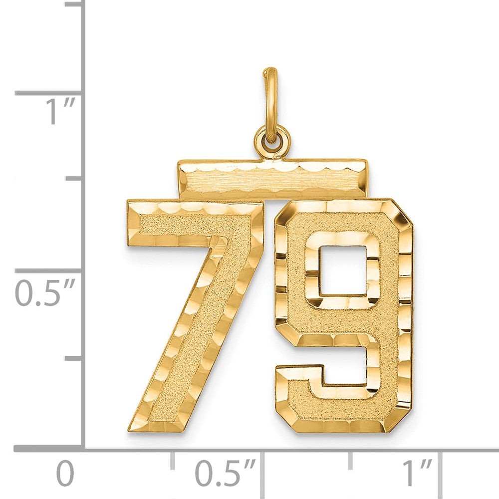 Sterling Silver Gold-plated Large Diamond-cut #79 Charm