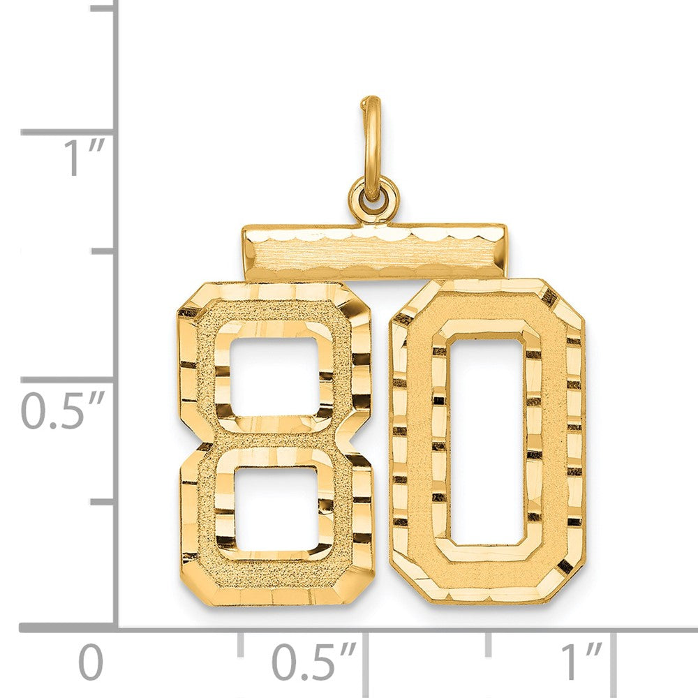 Sterling Silver Gold-plated Large Diamond-cut #80 Charm