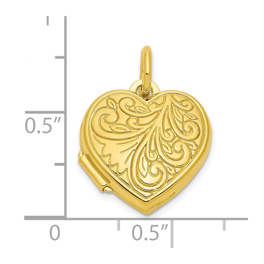 Sterling Silver Gold-tone Polished Filigree Design Heart Locket