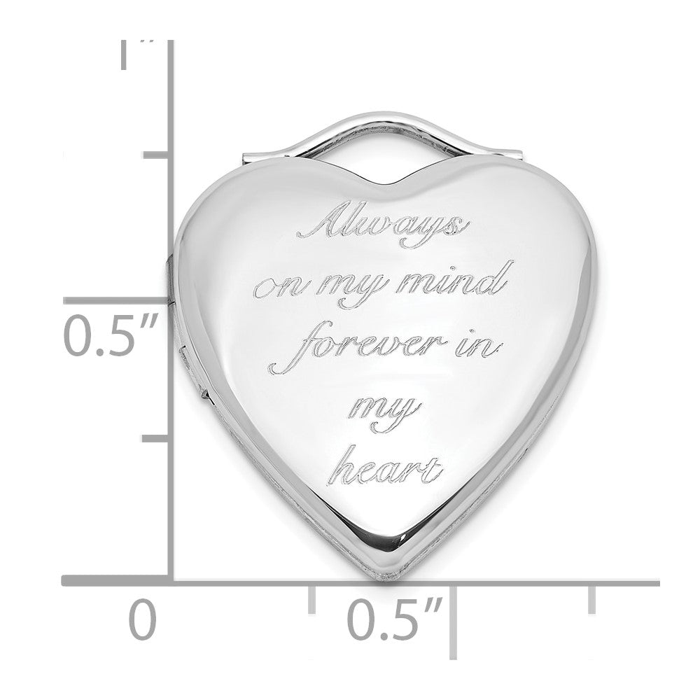 Sterling Silver RH-pl ALWAYS IN MY HEART FOREVER.. 20mm Heart Locket