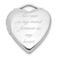 Sterling Silver RH-pl ALWAYS IN MY HEART FOREVER.. 20mm Heart Locket