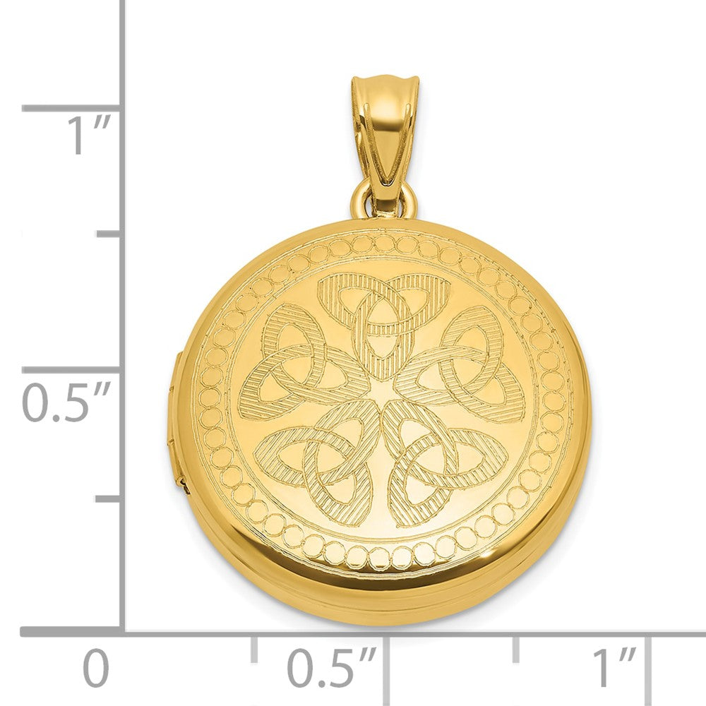 Sterling Silver Gold-plt Brushed / Polished Celtic Trinity 20mm Round Locke