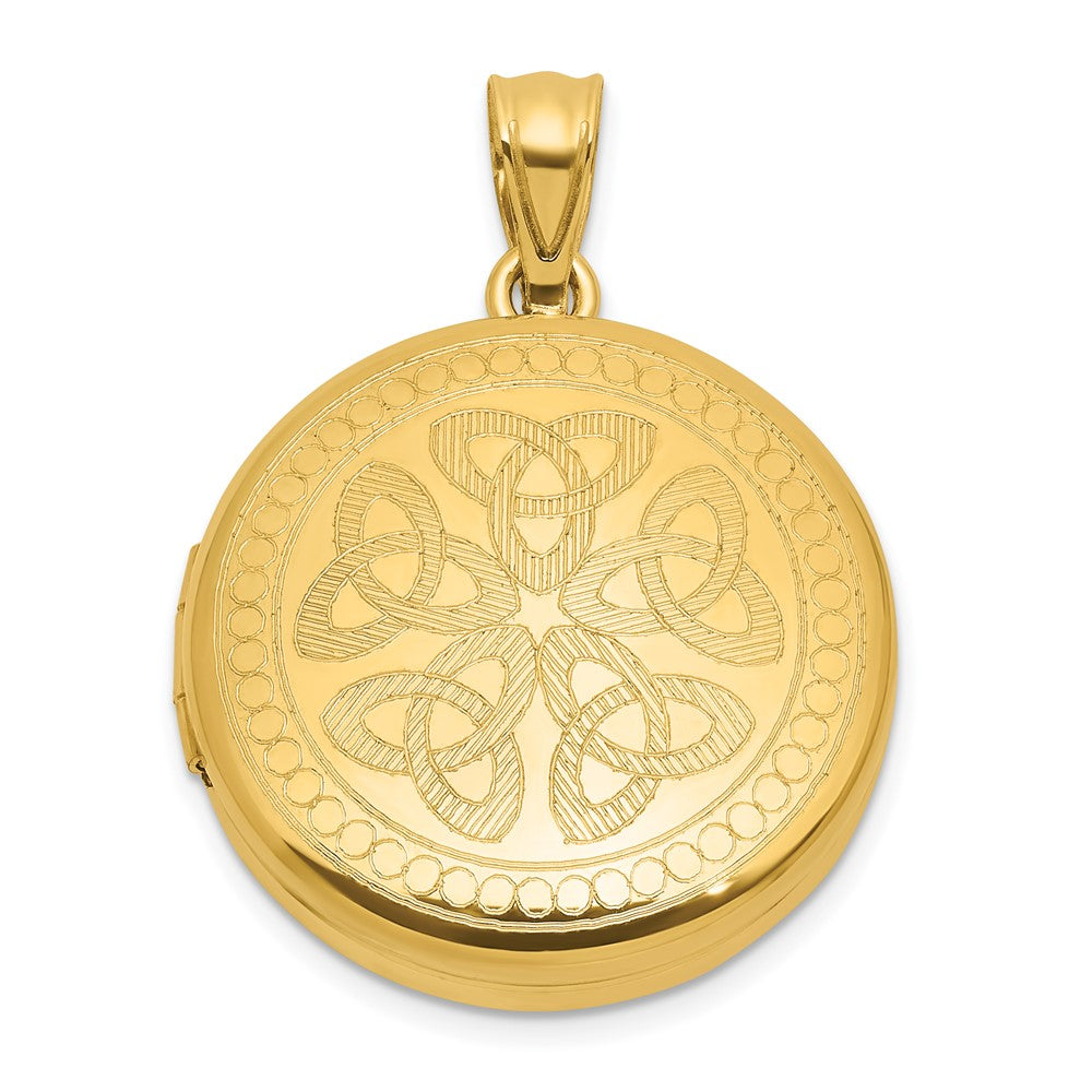 Sterling Silver Gold-plt Brushed / Polished Celtic Trinity 20mm Round Locke