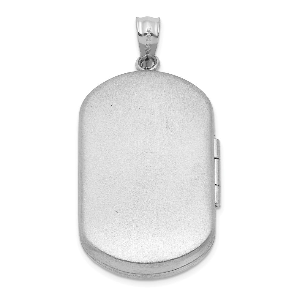 Sterling Silver Rh-plated Satin/Polished Epoxy Flag 30x19mm Locket