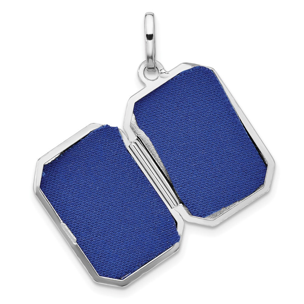 Sterling Silver Rhodium-pltd Polished 20x15mm Curved Rectangle Locket