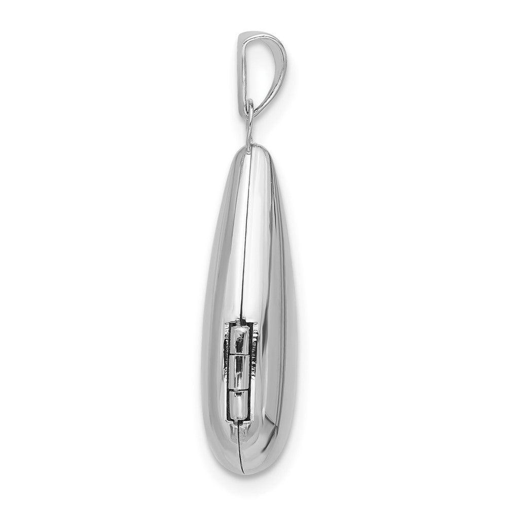 Sterling Silver Rhodium-pltd Polished 21x13mm Teardrop Shaped Locket