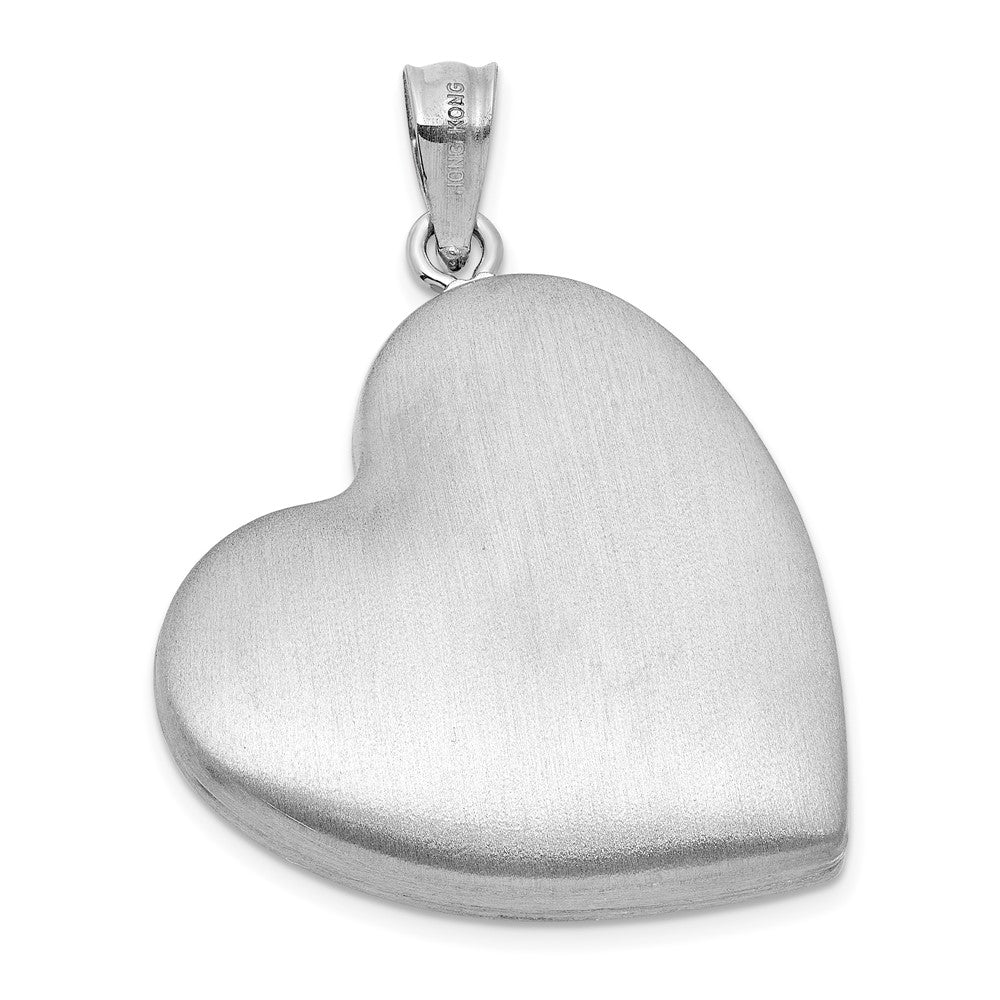 SS RH-pl Brushed Diamond And Enameled Rose MOM 24mm Heart Locket