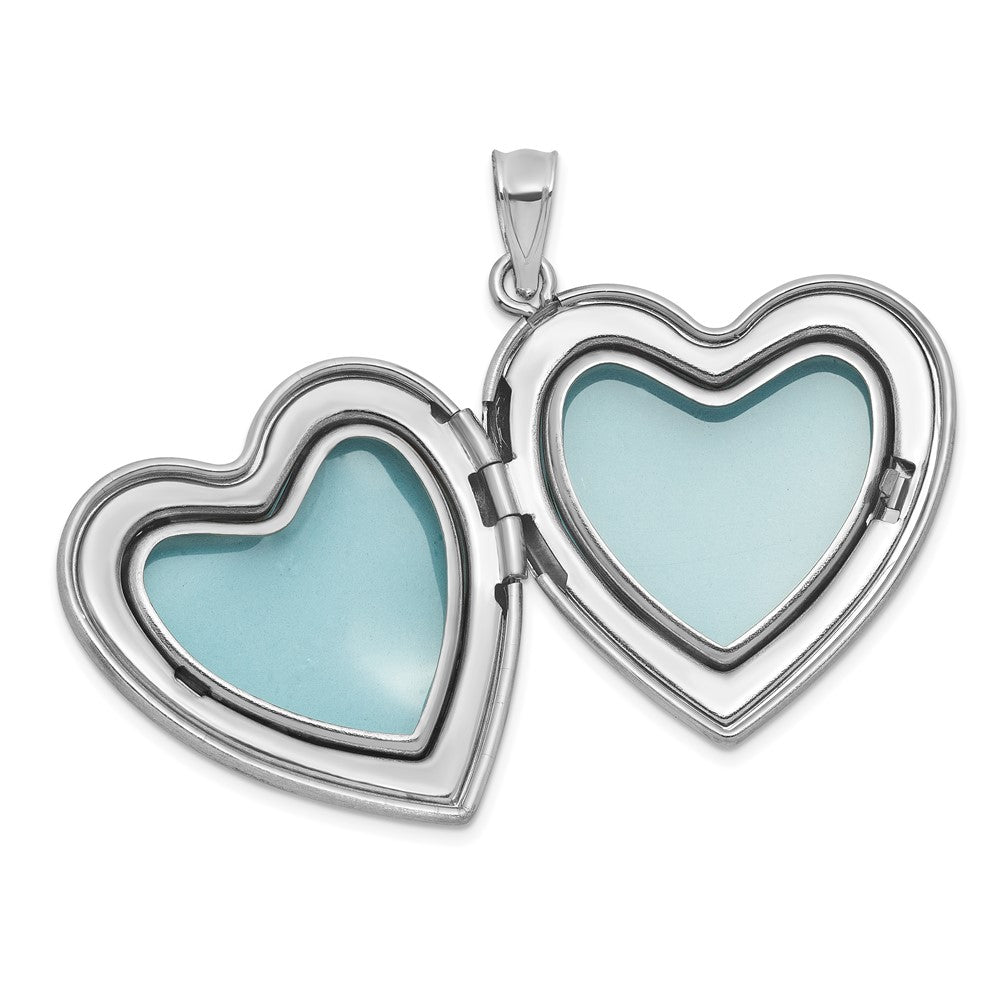 SS RH-pl Brushed Diamond And Enameled Rose MOM 24mm Heart Locket