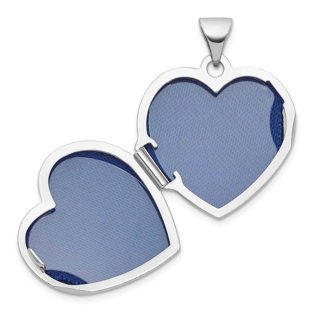 Sterling Silver RH-plated White Topaz April Birthstone 18mm Heart Locket