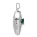 SS RH-plated Lab Created Emerald May Birthstone 18mm Heart Locket