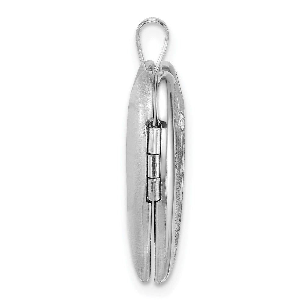 SS RH-pl Brushed And Polished Diamond And Angel 20mm Heart Locket