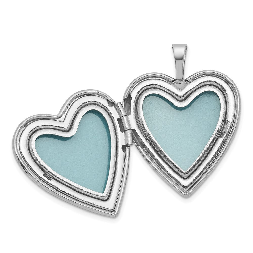 SS RH-pl Brushed And Polished Diamond And Angel 20mm Heart Locket
