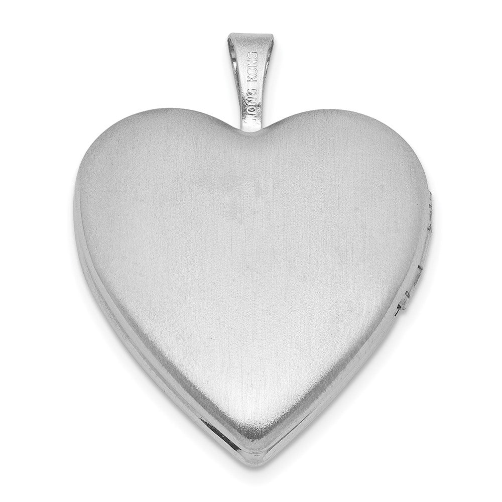 SS RH-pl Brushed And Polished Blue Cross Resin Cameo 20mm Heart Locket