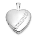 Sterling Silver RH-pl Brushed And Polished 16mm Heart Locket
