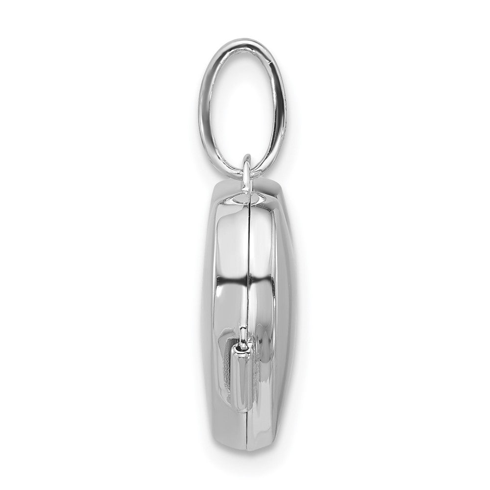 Sterling Silver Rhodium-plated Polished Reversible 15mm Heart Locket