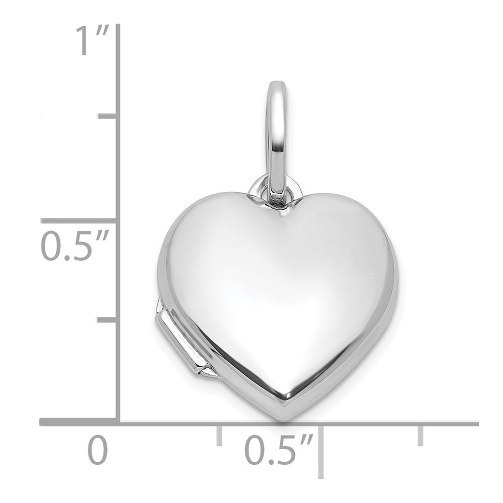 Sterling Silver Rhodium-plated Polished Reversible 15mm Heart Locket