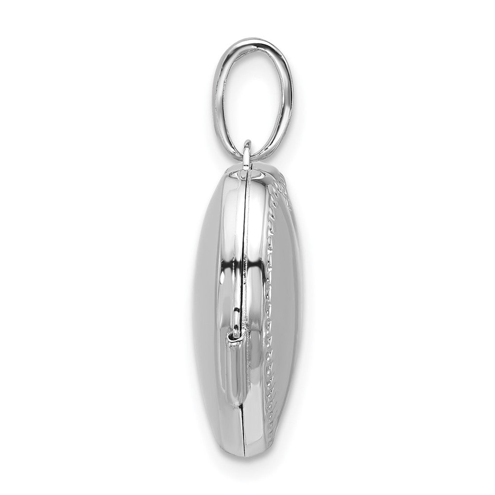 Sterling Silver Rhodium-plated Polished with Border 18mm Heart Locket