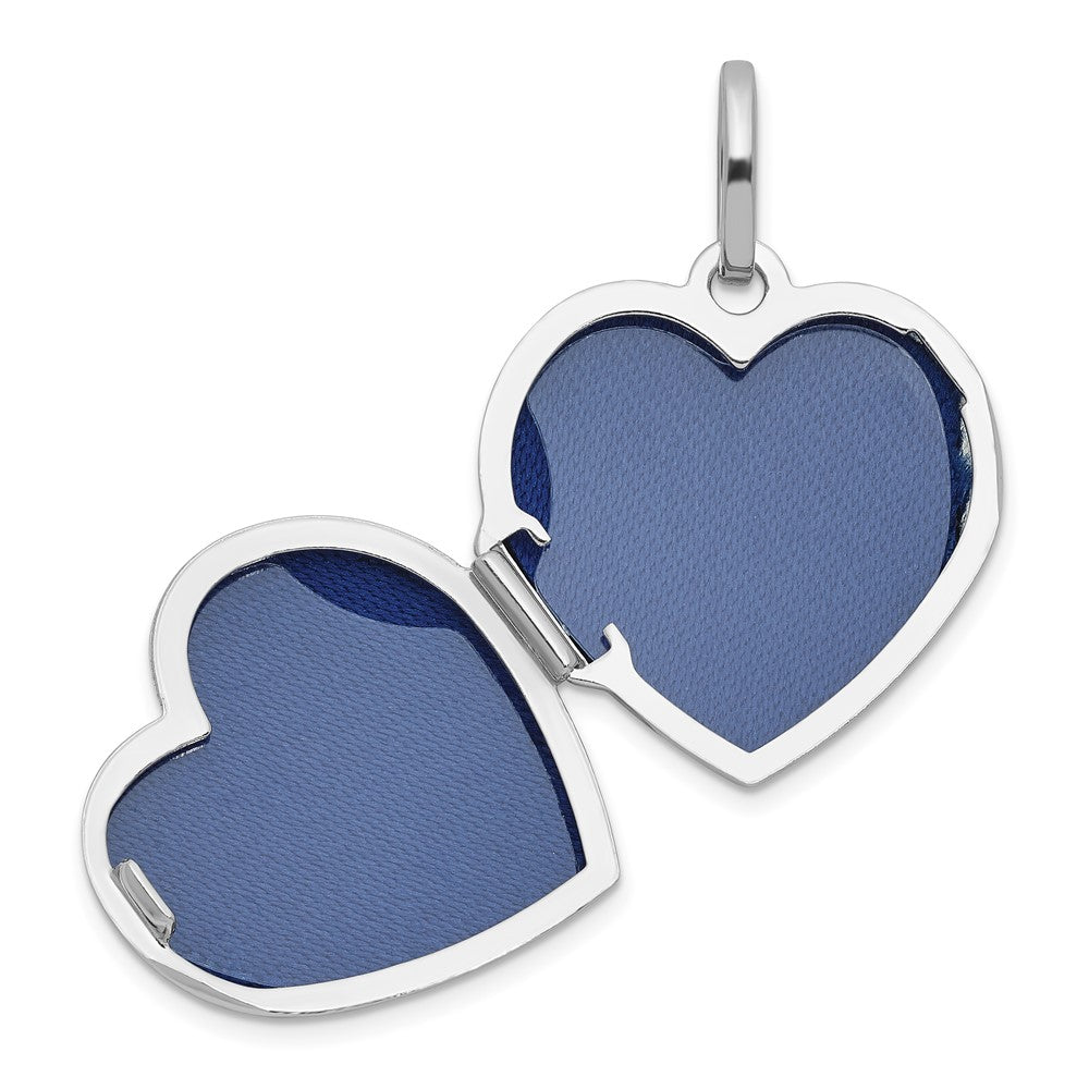 Sterling Silver Rhodium-plated Polished with Border 18mm Heart Locket