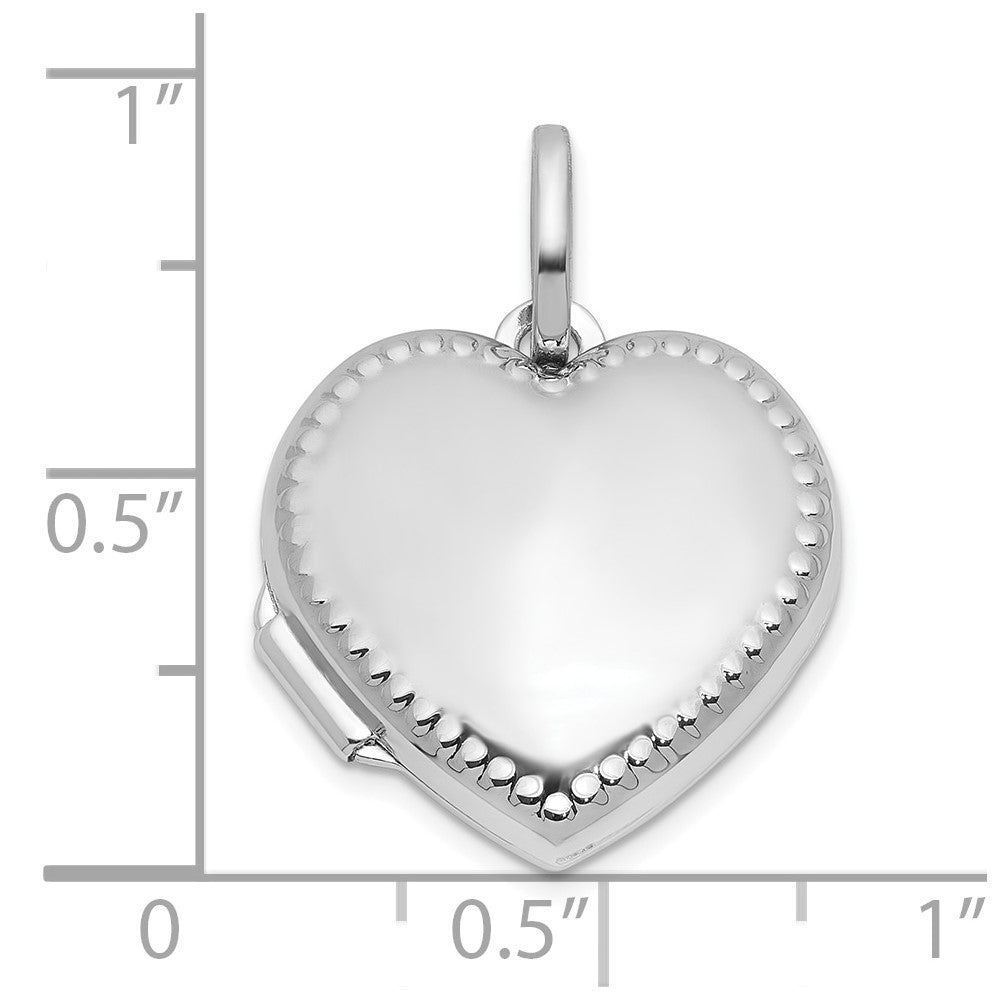 Sterling Silver Rhodium-plated Polished with Border 18mm Heart Locket