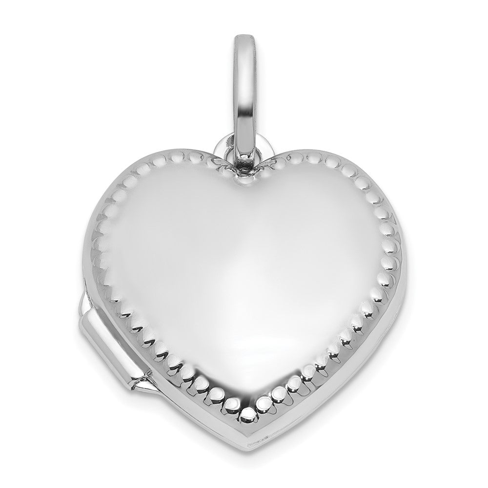 Sterling Silver Rhodium-plated Polished with Border 18mm Heart Locket