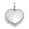 Sterling Silver Rhodium-plated Polished with Border 18mm Heart Locket