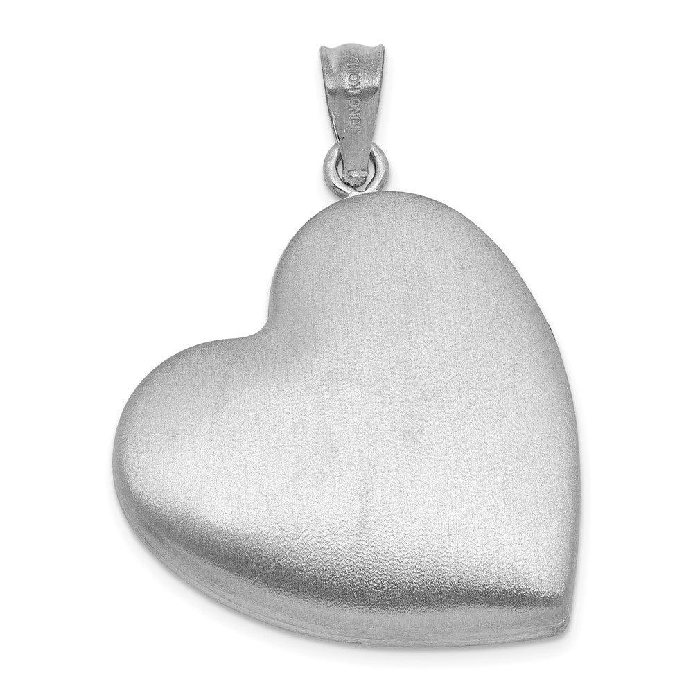 Sterling Silver RH-pl Brushed And Polished Butterfly 24mm Heart Locket