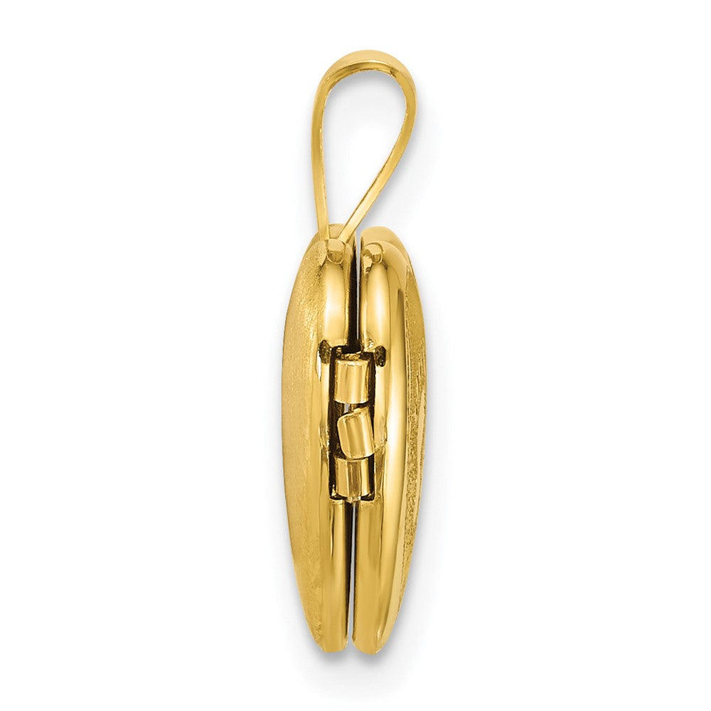 SS Gold-plated Brushed And Polished Footprints 12mm Heart Locket