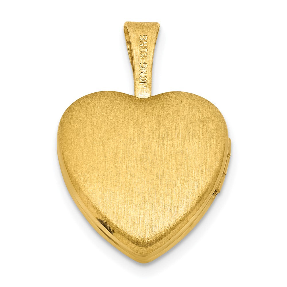 SS Gold-plated Brushed And Polished Footprints 12mm Heart Locket