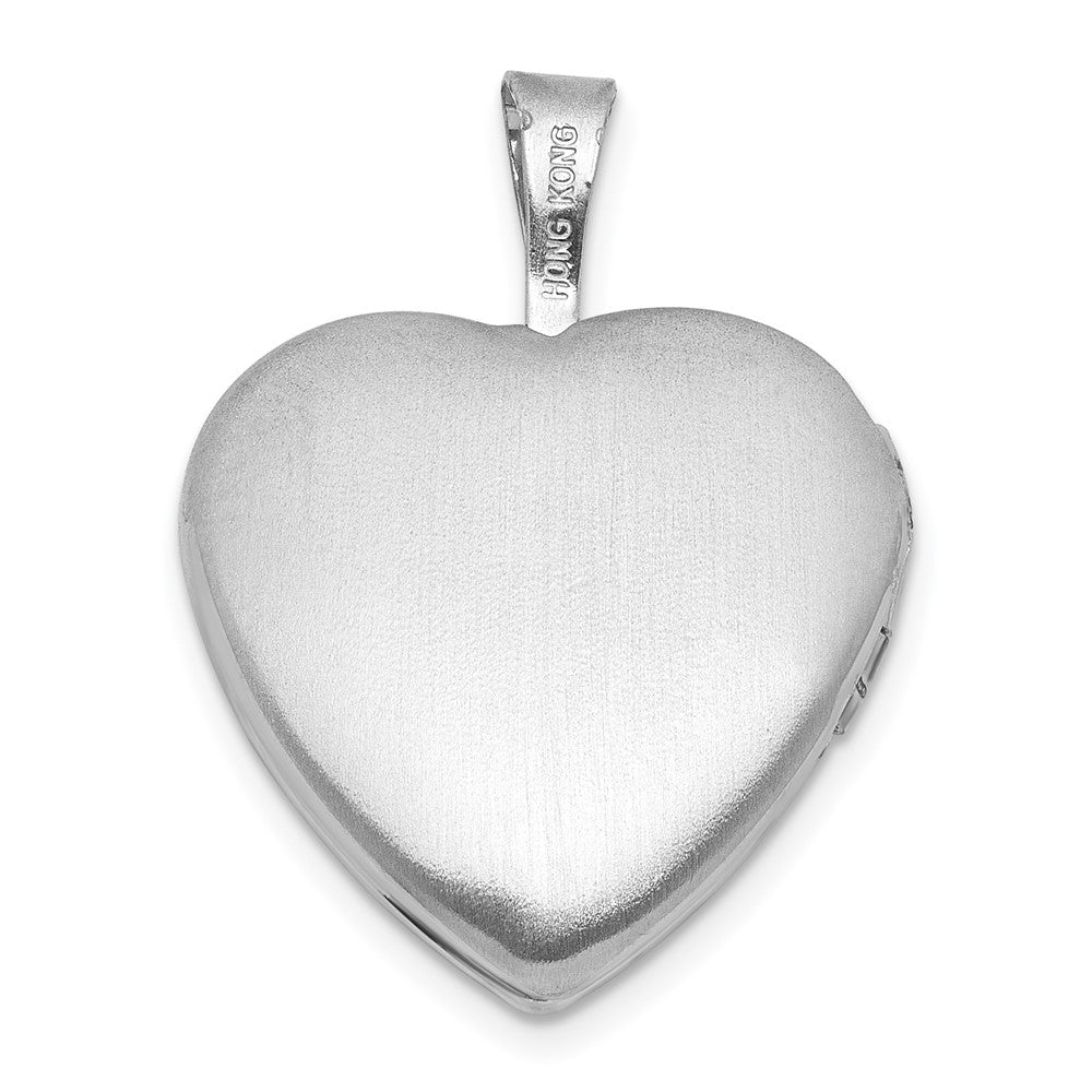 SS RH-pl Brushed And Polished Footprints And Star 16mm Heart Locket