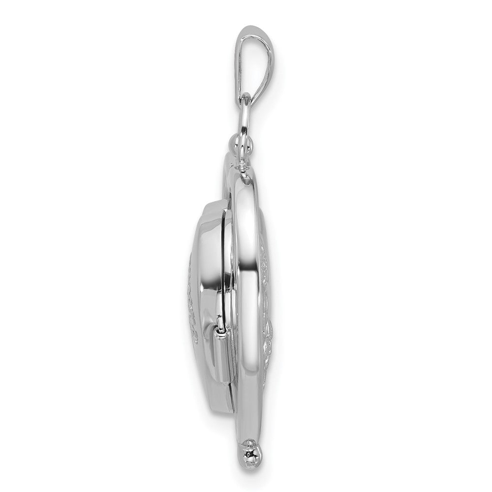 SS RH-plate Tree Of Life Flowers Spinning Reversible 15mm Heart Locket